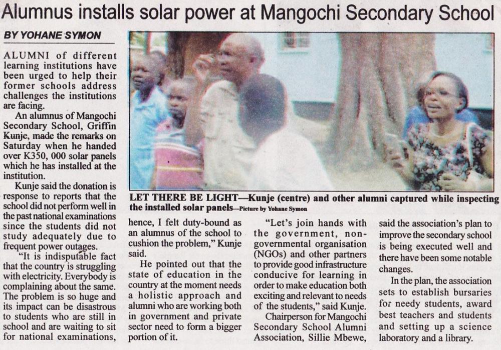2017-01-10_Tue_Alumnus installs solar power at Mangochi Secondary School_The Daily Times.JPG