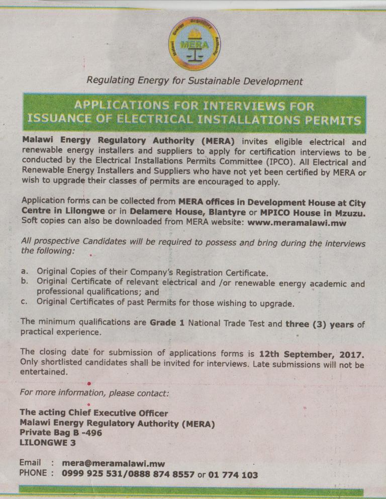 2017-09-4_The Nation_MERA_Applications for interviews for issuance of electrical installations permits.JPG