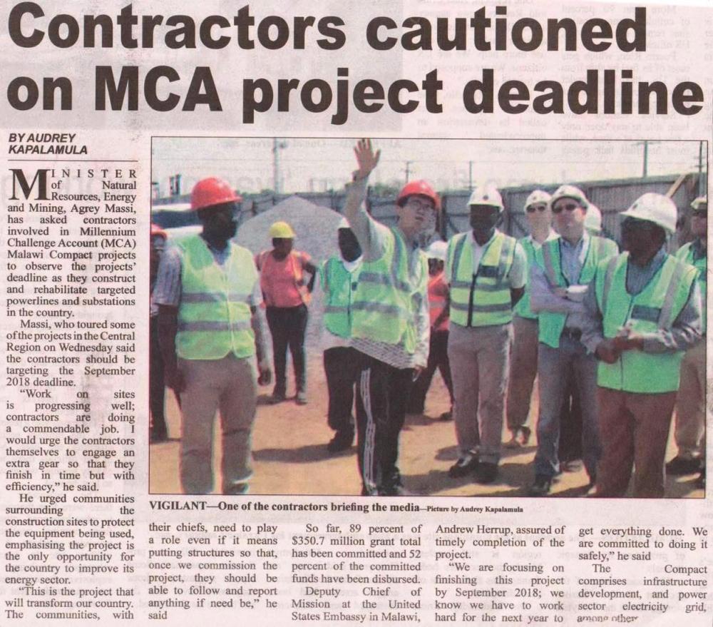 Contractors cautioned on MCA project deadline_2017-09-29_The Daily Times.JPG