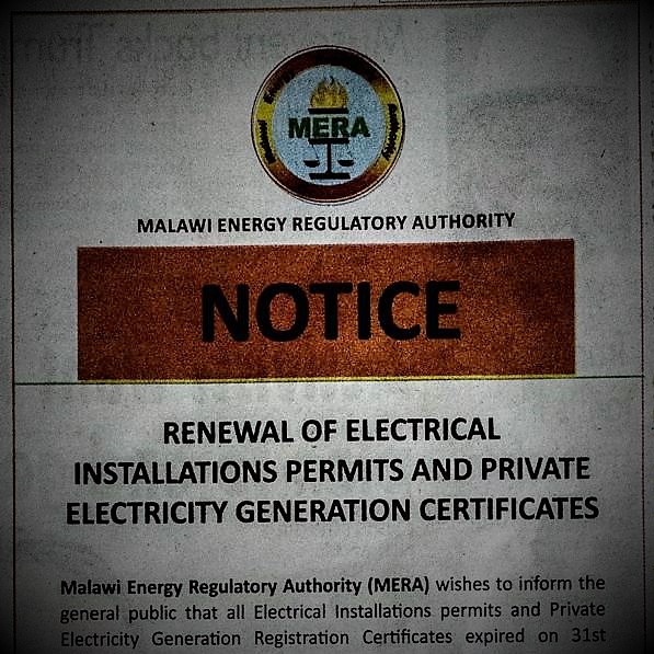 MERA Notice. Renewal of electrical installations permits and private electricity generation certificates1.jpg